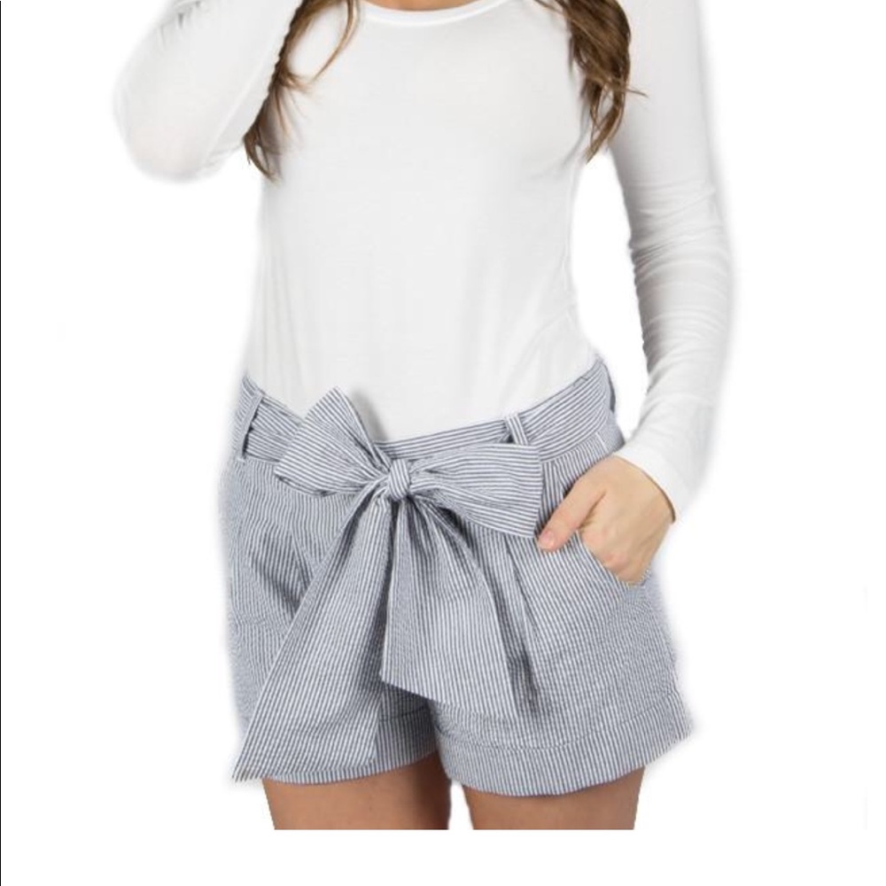 Lauren James Seersucker Bow Short